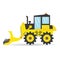 Cartoon flat bulldozer vector industry transportation illustration