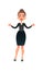 Cartoon flat business lady makes her thumbs up. Confident businesswoman focused on success. Cheerful manager giving