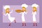 Cartoon flat chef cook girl character vector set