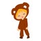 Cartoon flat child in a bear costume. Ð¡ute baby in kigurumi