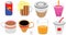 Cartoon flat color pack cup juice cafe tea energy drink icon