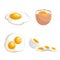 Cartoon flat design eggs set. Whole, boiled eggs and fried eggs. Fresh farm products. Breakfast symbol.