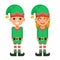 Cartoon Flat Design Elf Boy And Girl Characters Christmas Santa Teen Icons New Year Holiday Vector Illustration