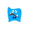 Cartoon flat disappointed monsters blue icon. Colorful kids toy cute monster. Vector illustration