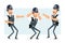 Cartoon flat funny strong policeman character set