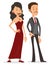 Cartoon flat handsome lady and gentleman character