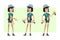 Cartoon flat hipster girl character vector set