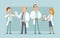 Cartoon flat hospital doctor characters vector set