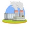 Cartoon flat illustration - pipe factory with smoke.