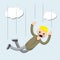 Cartoon flat illustration - screaming man falls from height.