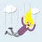 Cartoon flat illustration - screaming woman falls from height