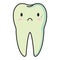 Cartoon flat illustration of a sick tooth. Kawaii sad tooth. Vector illustration