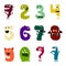 Cartoon flat monsters alphabet big set icons. Colorful monster kids toy cute monsters tongue. Vector