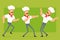 Cartoon flat strong chef cook man character set