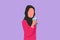 Cartoon flat style drawing beauty Arabian woman drink cold orange juice from plastic cup. Busy time at office hour. Female feel
