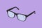 Cartoon flat style drawing of eyeglasses logo. Modern fashionable spectacles. Fashion reading glasses. Clean glasses for optical