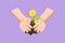 Cartoon flat style drawing farmer hands growing young money tree logo, icon, symbol. Money tree investment growth income interest