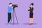 Cartoon flat style drawing journalist icon. Woman reporter. Journalists to report. Two journalists. Team of woman reporter