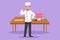 Cartoon flat style drawing skilled chef stands with okay gesture and cooking uniform prepares the ingredients to cook the best