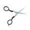Cartoon flat and trendy style hair metal with black plastic handles scissors.