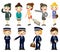 Cartoon flight attendant/pilot icon