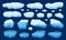 Cartoon floating ice, frozen arctic blocks of ice. Glaciers and icebergs pieces, blue ice crystals floating in water vector