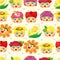 Cartoon flower fairy seamless pattern