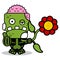 Cartoon flower zombie skull mascot