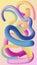 Cartoon fluid beautiful bright snakes for fabric design. Digital gradient. Colorful bright. Transparent background. 3d abstract