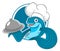 Cartoon flying fish chef