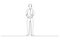 Cartoon of focused businessman looking forward and listening while standing. One continuous line art style