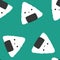 Cartoon food seamless kawaii onigiri pattern for wrapping paper and fabrics and linens and kids clothes print