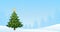 Cartoon footage for Christmas and New Year. Decorated Christmas tree in a snowy forest, snowfall. Festive winter