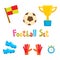 Cartoon football icon set. Vector soccer collection