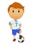 Cartoon footballer or soccer player with ball