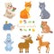 Cartoon Forest Animals Pack. Cute Vector Set.