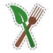 Cartoon fork leaf healthy food symbol