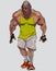 Cartoon formidable muscular man in sportswear