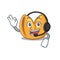 Cartoon fortune cookie isolated in with headphone character