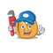 Cartoon fortune cookie isolated in plumber character