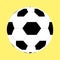 Cartoon fotball soccer ball on yellow background