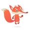Cartoon fox dancing illustrated. Vector icon.
