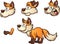Cartoon fox with different expressions