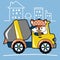 Cartoon of fox driving mixer truck