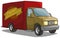 Cartoon freight transportation red cargo truck