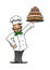 Cartoon french chef with chocolate cake