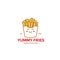 Cartoon french fries cute smile for fast food drink and restaurant logo design