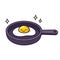 Cartoon fried egg on skillet