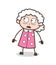 Cartoon Frightened Grandma Face Expression Vector Illustration