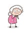 Cartoon Frightened Old Granny Vector Expression